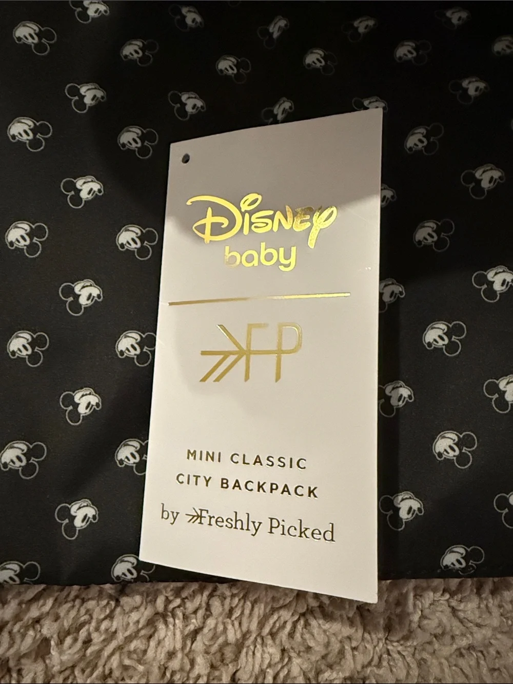 Freshly Picked Beige Mini Backpack with AOP Mickey Print